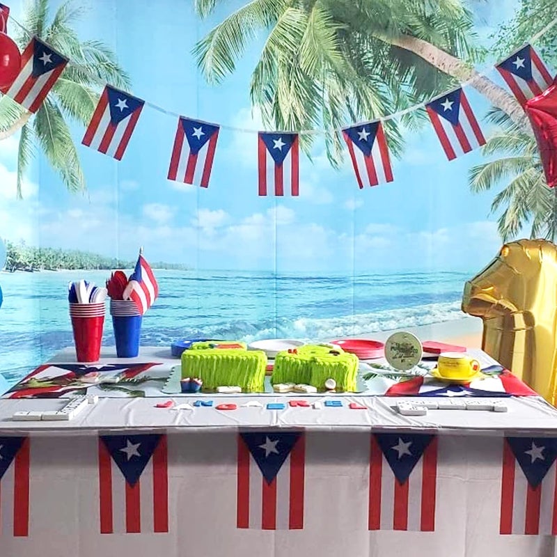 Anley Puerto Rico String Flag Pennant Banners, Patriotic Events 12th of June National Puerto Rican Day Decoration Sports Bars - 33 Feet 38 Flags - Image 5