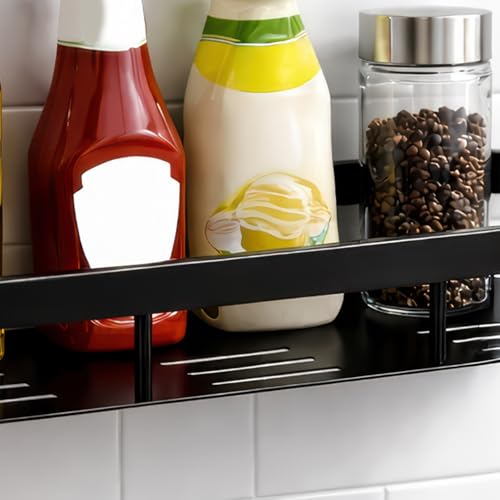 MIORAH 2 Pack Bathroom Organiser Without Drill – Bathroom Shelves Rustproof Wall Organizer Rack for Toiletries & Shower Storage Black - Image 4