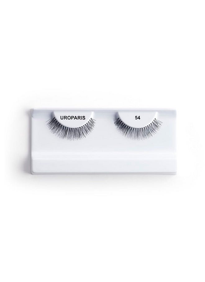 UROPARIS - 54 Eyelashes For Women - Tapered Handmade Eye Lashes | Lightweight False Lashes With Premium Virgin Hair | Invisible Band | For Glam Look & Enhance Beauty (Black) - 1 Pair - Image 1