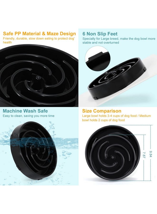 WHIPPY Slow Feeder Dog Bowls For Large Medium Dog Non Slip Maze Puzzle Bowl Pet Slower Food Feeding Dishes Interactive Bloat Stop Preventing Choking Healthy Dog Bowl, Black - Image 5