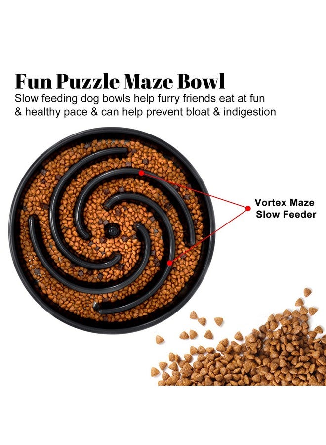 WHIPPY Slow Feeder Dog Bowls For Large Medium Dog Non Slip Maze Puzzle Bowl Pet Slower Food Feeding Dishes Interactive Bloat Stop Preventing Choking Healthy Dog Bowl, Black - Image 2