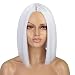 ENTRANCED STYLES White Wig Short Bob Wigs for Women 12Inch Heat Resistant Middle Part Straight Synthetic Wig Party Costume Halloween Cosplay Hair - Image 2