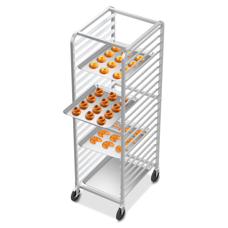VINGLI 20Tier Bakery Rack Commercial Stainless Steel Sheet Pan Rack with Brake Wheels for Kitchen Restaurant Pizzeria