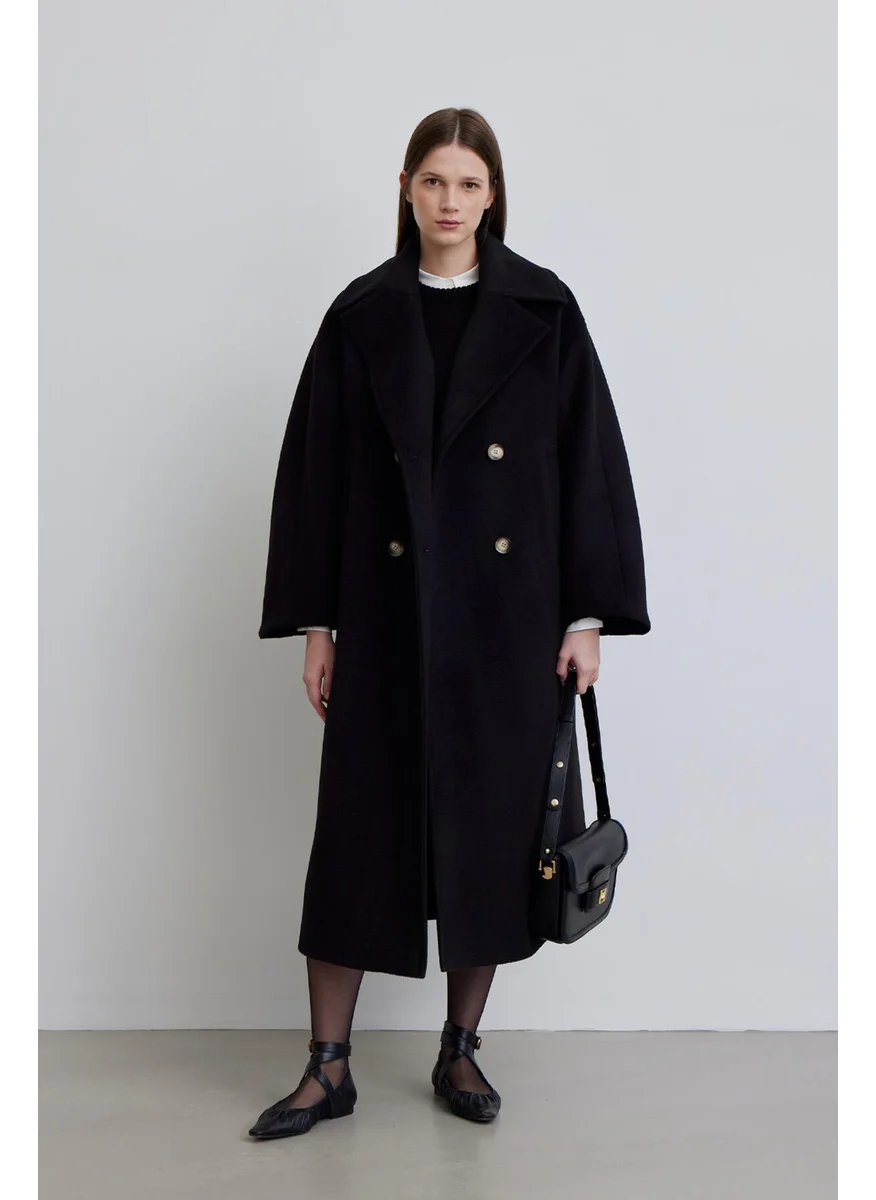 Manuka Alexa Premium Double Breasted Coat Black