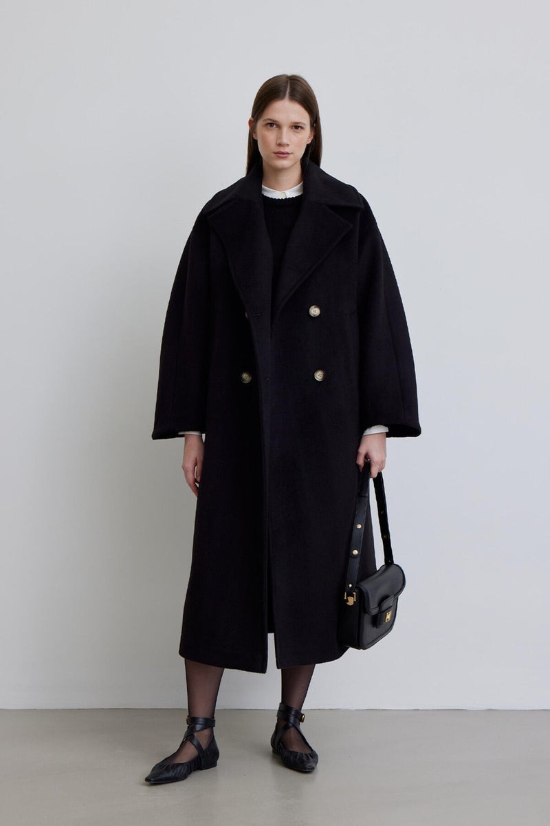 Manuka Alexa Premium Double Breasted Coat Black  - Image 3