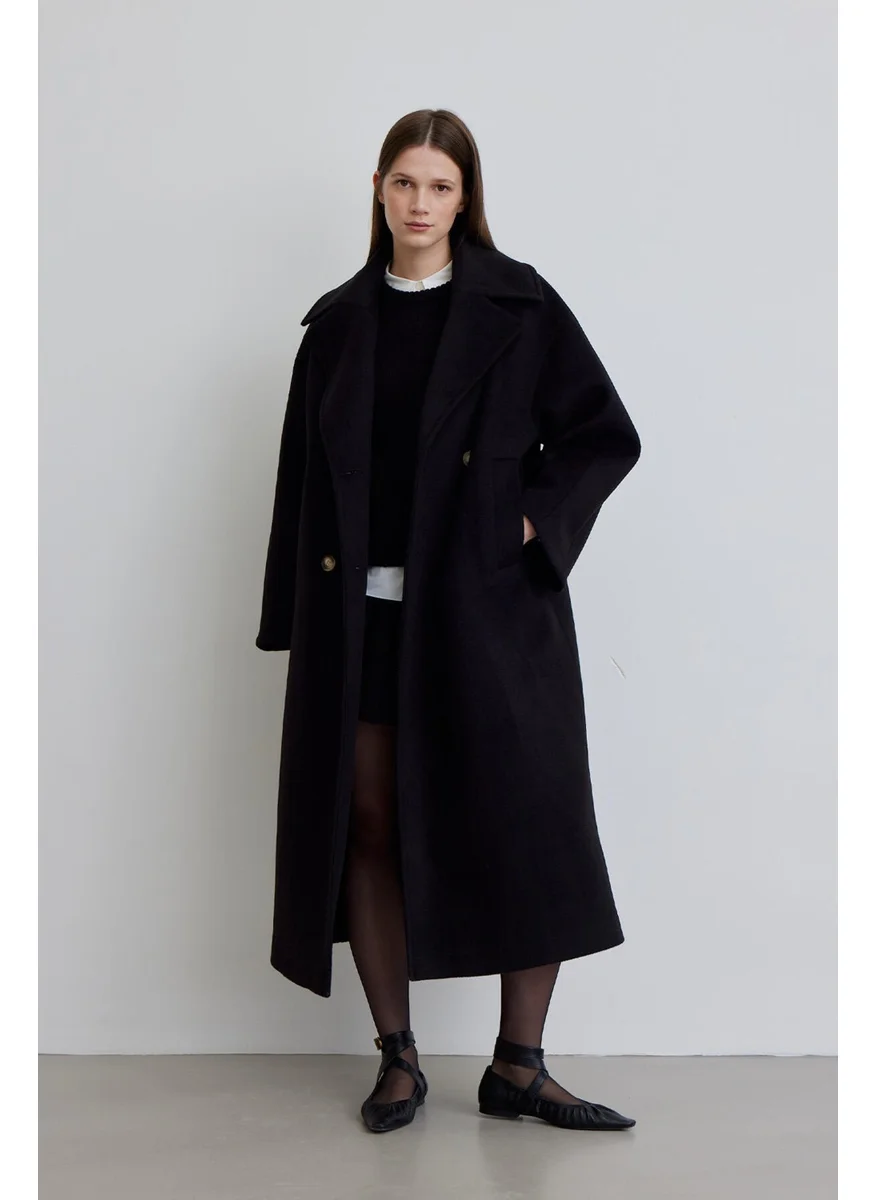 Manuka Alexa Premium Double Breasted Coat Black