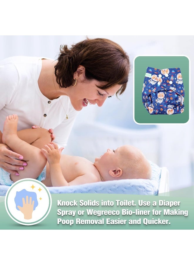 wegreeco Cloth Diapers 6 Pack with 6 Inserts & 1 Wet Bag, Washable Cloth Diapers for Babies, One Size Adjustable Reusable Diapers Baby (Little Dogs) - Image 5