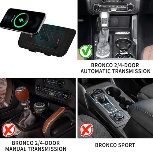 Atubeix Console Wireless Charging Pad 15W for Ford Bronco 2021 2022 2023 2024 2/4-Door Accessories, Upgraded Silent Fan Cooling FCC Certification,Wireless Charger Hidden Charging - Image 5