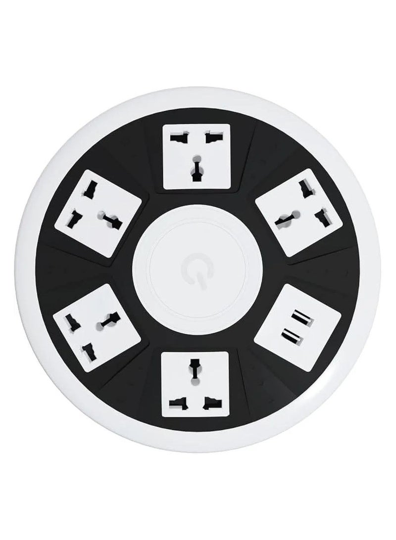 7 in 1 Power Socket 3250W, 5AC Universal Outlet 2USB Ports, Overload Protector, Indicator Light, General Switch, Fast Charge, Compatible with Smartphones Tablets Laptops - White.  - Image 1