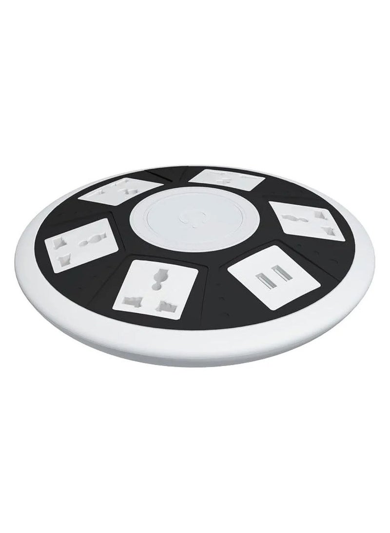 7 in 1 Power Socket 3250W, 5AC Universal Outlet 2USB Ports, Overload Protector, Indicator Light, General Switch, Fast Charge, Compatible with Smartphones Tablets Laptops - White.  - Image 2