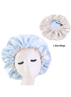 JoyousSto Women's Adjustable Reversible Satin Bonnet - Soft Double Sided Sleep Cap, hair bonnet protects Natural Hair, light blue  - Image 2