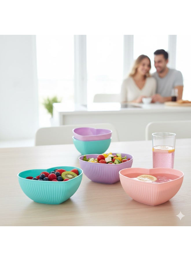 طقم أطباق بلاستيك 3 قطع | أطباق تقديم على شكل قلب ومناسبة للتسالي - Image 1