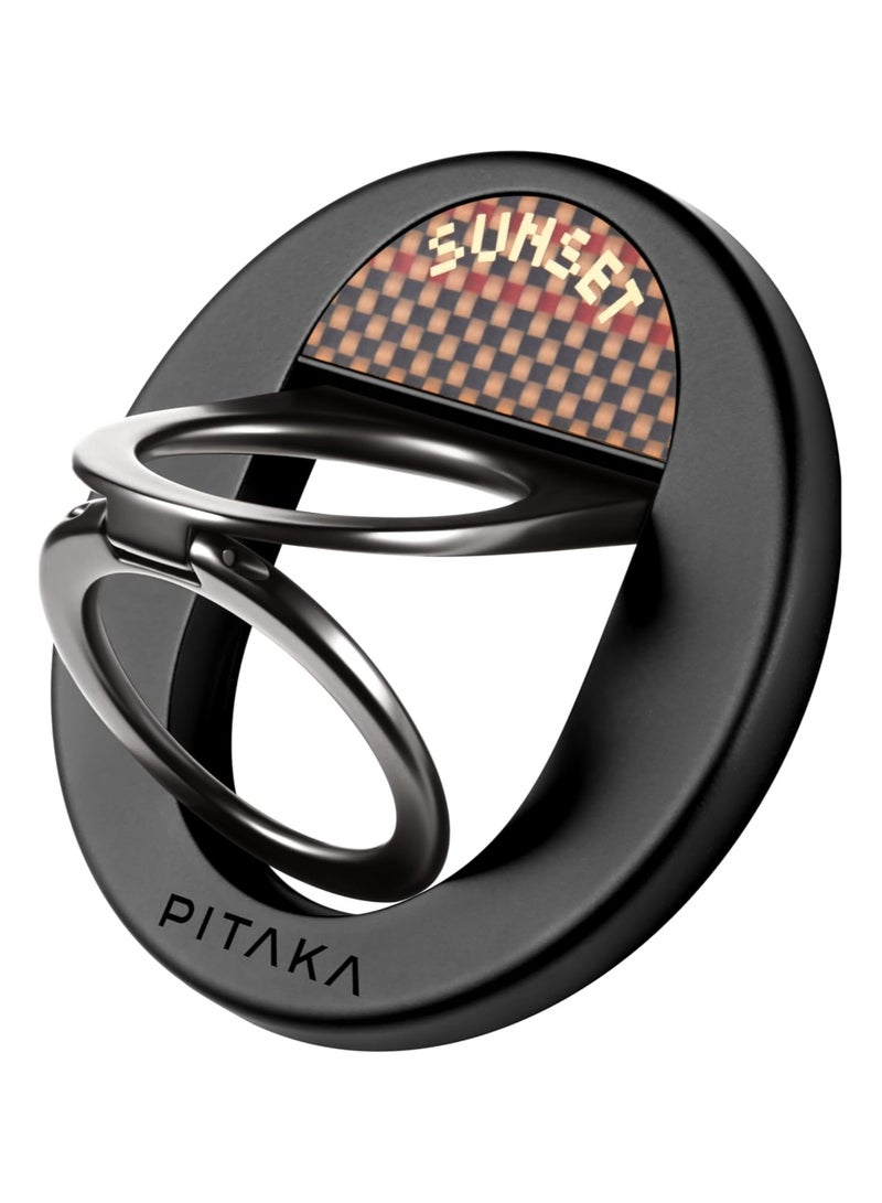 PITAKA حامل هاتف PITAKA المغناطيسي مع حلقة هاتف 3 متوافق مع حلقة MagSafe لهاتف iPhone 15/14/13/12 [MagEZ Grip3] غروب الشمس (حلقتين) - Image 1