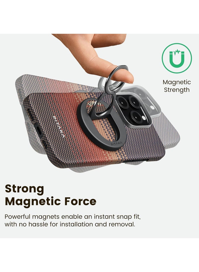 PITAKA حامل هاتف PITAKA المغناطيسي مع حلقة هاتف 3 متوافق مع حلقة MagSafe لهاتف iPhone 15/14/13/12 [MagEZ Grip3] غروب الشمس (حلقتين) - Image 2
