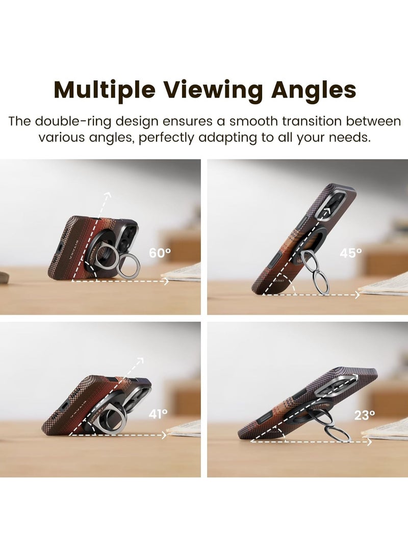 PITAKA حامل هاتف PITAKA المغناطيسي مع حلقة هاتف 3 متوافق مع حلقة MagSafe لهاتف iPhone 15/14/13/12 [MagEZ Grip3] غروب الشمس (حلقتين) - Image 3