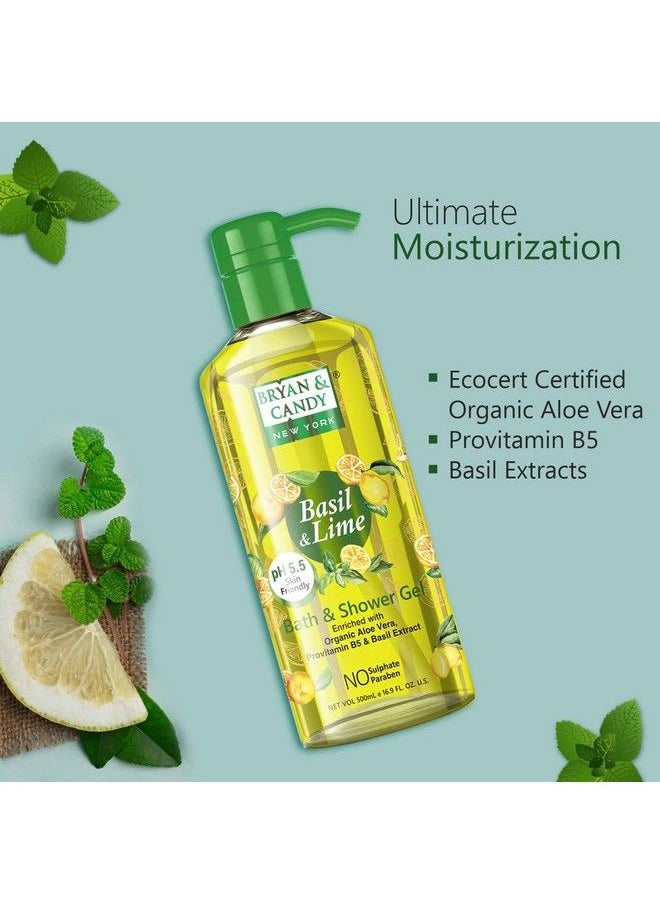 BRYAN & CANDY - Basil And Lime Bath And Shower Gel Enriched With Organic Aloe Vera Pro Vitamin B5 Basil Extract Skin Friendly Ph 5.5 All Skin Types 500 Ml (Pack Of 1) - Image 1