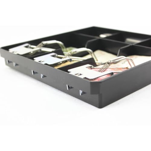 Divinext Cash Drawer Register Insert Tray 3 Bills 3 Coins Money Storage Box Metal 9.6 x 9.6 x 1.4 inch Black - Image 5