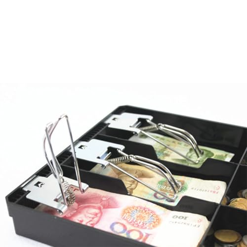 Divinext Cash Drawer Register Insert Tray 3 Bills 3 Coins Money Storage Box Metal 9.6 x 9.6 x 1.4 inch Black - Image 4