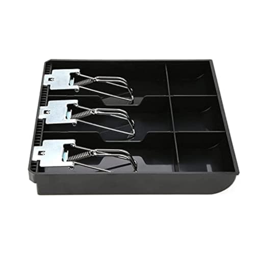 Divinext Cash Drawer Register Insert Tray 3 Bills 3 Coins Money Storage Box Metal 9.6 x 9.6 x 1.4 inch Black - Image 1