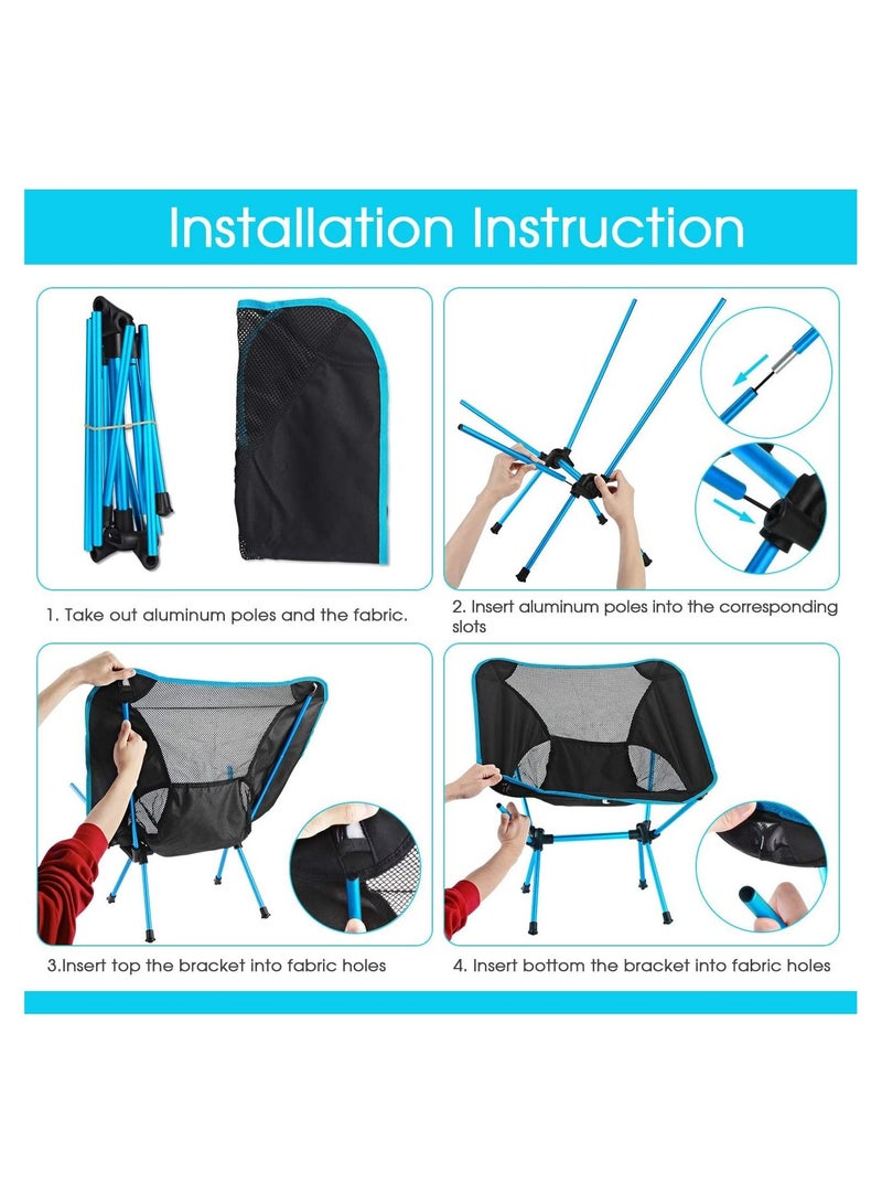SYOSI Camping Chairs, 1 Pack Ultralight Portable Compact Folding Beach Chairs Ergonomic Design Durable and Breathable Chair with Carry Bag for Outdoor Camping Backpacking Hiking  - Image 4