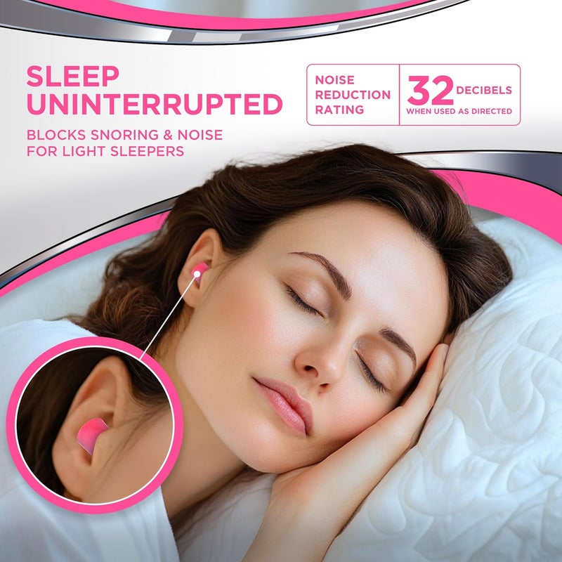 هيروس سدادات أذن HEAROS Sleep Pretty in Pink للنوم، 14 زوجًا (عبوة من 1) - Image 3