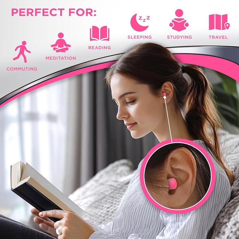 هيروس سدادات أذن HEAROS Sleep Pretty in Pink للنوم، 14 زوجًا (عبوة من 1) - Image 5
