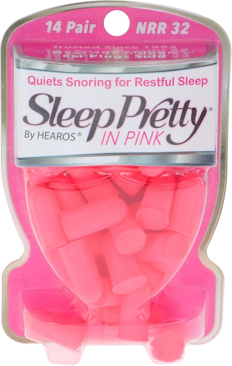 هيروس سدادات أذن HEAROS Sleep Pretty in Pink للنوم، 14 زوجًا (عبوة من 1) - Image 1