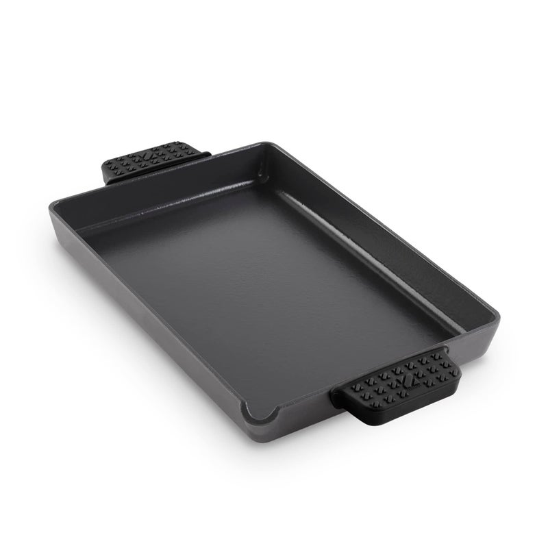DASH Zakarian by Dash 9"x13" Nonstick Cast Iron Pan with Pour Spout and Removable Silicone Grips for Searing, Baking, Broiling, Grilling and more- Black - Image 1