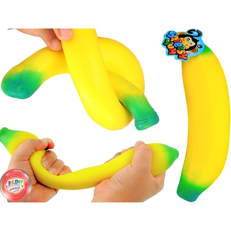 Ja-Ru Stretchy Banana Toys (1 Banana) Super Squishy Fidget Toy for Kids & Adult. Sand-Filled Rubber Banana Toy. Stress & Anxiety Relief Autism Sensory Toys. Stretchy Fruit Bulk Party Favor 3340-1-p - Image 1