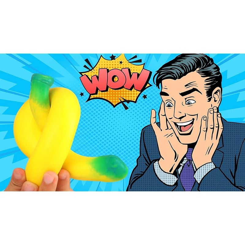 Ja-Ru Stretchy Banana Toys (1 Banana) Super Squishy Fidget Toy for Kids & Adult. Sand-Filled Rubber Banana Toy. Stress & Anxiety Relief Autism Sensory Toys. Stretchy Fruit Bulk Party Favor 3340-1-p - Image 4