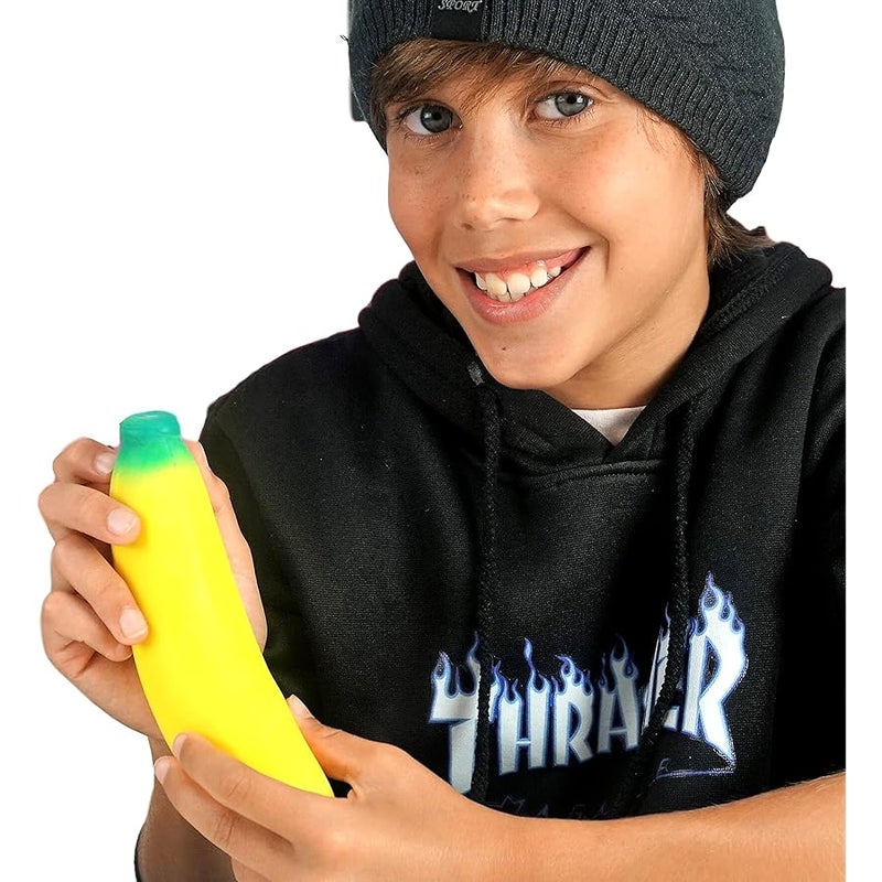 Ja-Ru Stretchy Banana Toys (1 Banana) Super Squishy Fidget Toy for Kids & Adult. Sand-Filled Rubber Banana Toy. Stress & Anxiety Relief Autism Sensory Toys. Stretchy Fruit Bulk Party Favor 3340-1-p - Image 3