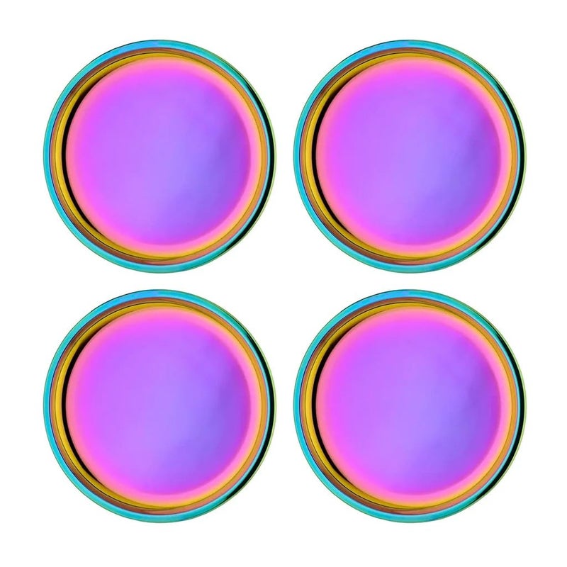Ahimsa Stainless Steel Plates for Kids - 9"" Round Rainbow Toddler Plates  Non Toxic Plate  BPA Free & Dishwasher Safe (Set of 4) - Image 1