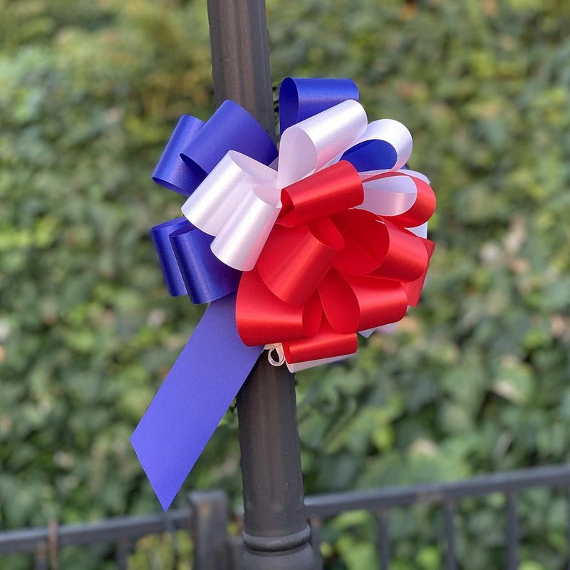 GiftWrap Etc. Red, White, and Blue Pull Bows - 9" Wide, Set of 6, 4th of July, Patriotic Holiday Decorations, Election Ribbon, USA, Rally, Veterans Day Parade Decor, Retail Display Embellishments - Image 5