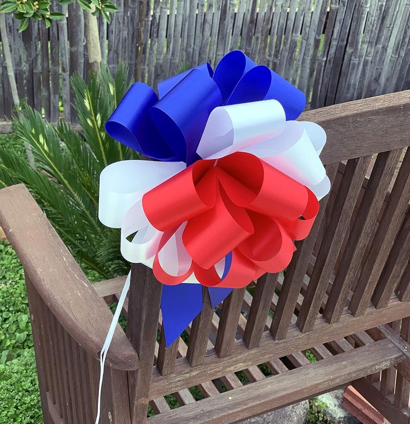 GiftWrap Etc. Red, White, and Blue Pull Bows - 9" Wide, Set of 6, 4th of July, Patriotic Holiday Decorations, Election Ribbon, USA, Rally, Veterans Day Parade Decor, Retail Display Embellishments - Image 2