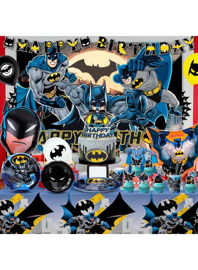 FRUITFUL PARTY Batman Party Decorations for 10 Guests, Batman Birthday Disposable Tableware Set Batman Themed Balloons Banner Batman Tablecloth Paper Plates Cups etc Batman Birthday Party Supplies - Image 5