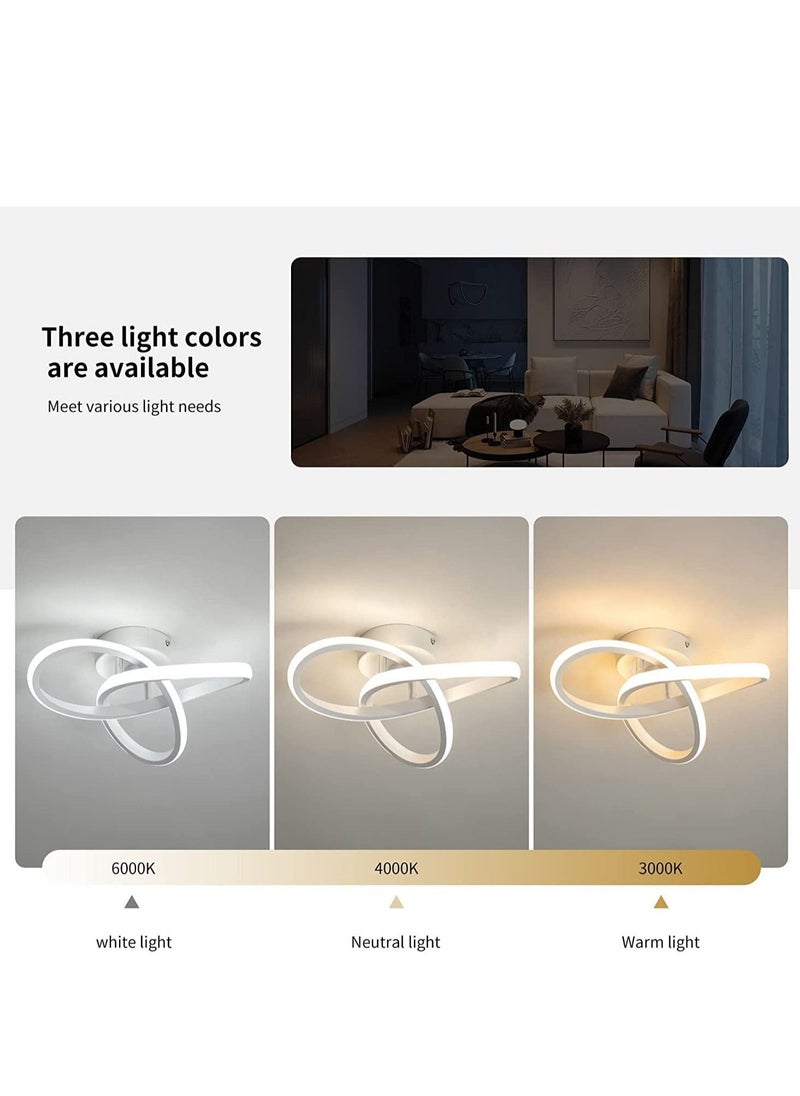 XiuWoo - Modern LED Ceiling Light Round Geometry Ceiling Lamp Chic Chandelier Tricolor for Hallway Living Room Bedroom 24W Dia 25 cm White - Image 1