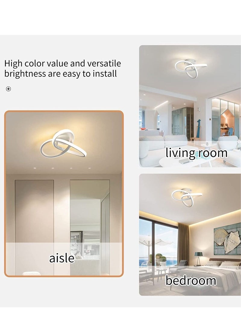 XiuWoo - Modern LED Ceiling Light Round Geometry Ceiling Lamp Chic Chandelier Tricolor for Hallway Living Room Bedroom 24W Dia 25 cm White - Image 1