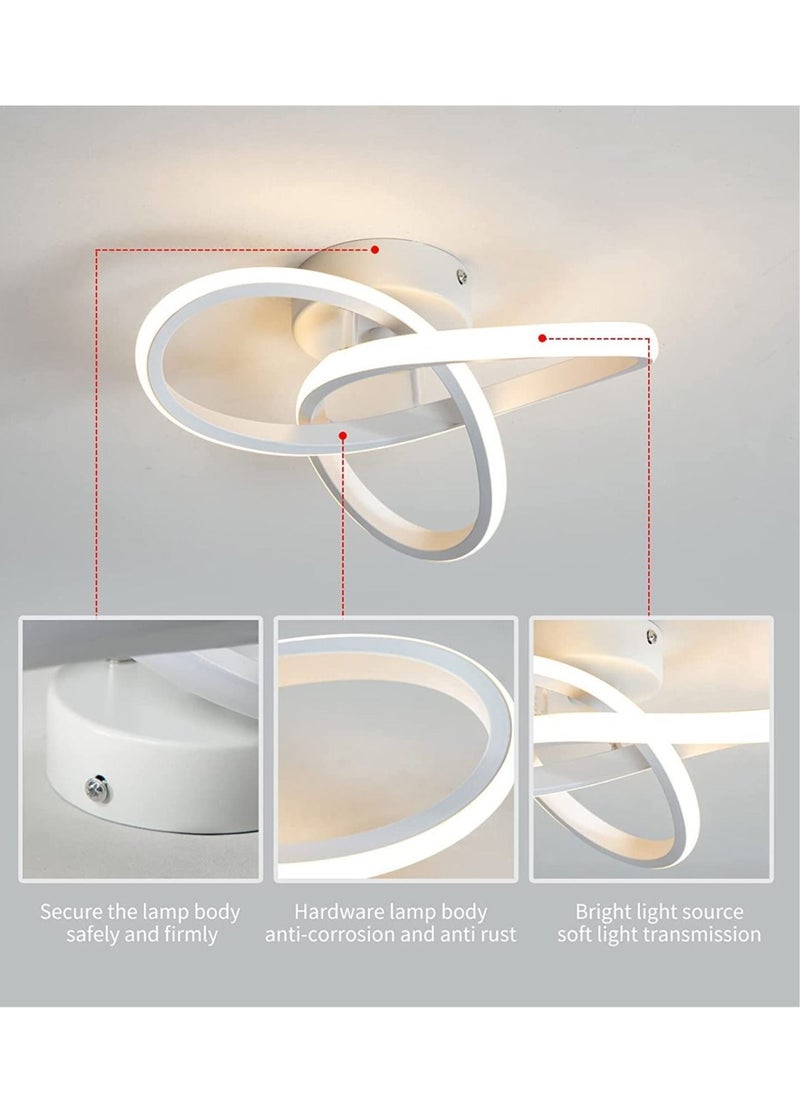 XiuWoo - Modern LED Ceiling Light Round Geometry Ceiling Lamp Chic Chandelier Tricolor for Hallway Living Room Bedroom 24W Dia 25 cm White - Image 1