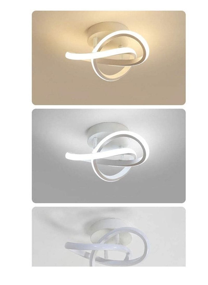 XiuWoo - Modern LED Ceiling Light Round Geometry Ceiling Lamp Chic Chandelier Tricolor for Hallway Living Room Bedroom 24W Dia 25 cm White - Image 1