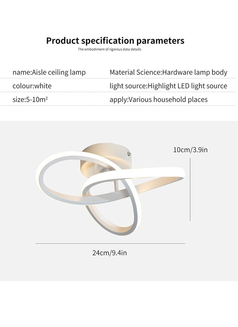 XiuWoo - Modern LED Ceiling Light Round Geometry Ceiling Lamp Chic Chandelier Tricolor for Hallway Living Room Bedroom 24W Dia 25 cm White - Image 1