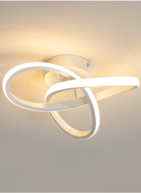 Modern LED Ceiling Light Round Geometry Ceiling Lamp Chic Chandelier Tricolor for Hallway Living Room Bedroom 24W Dia 25 cm White