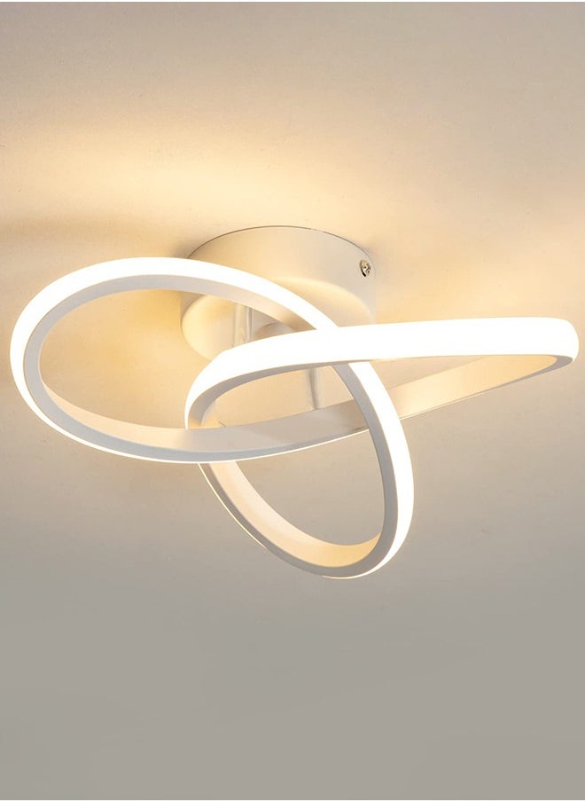 XiuWoo - Modern LED Ceiling Light Round Geometry Ceiling Lamp Chic Chandelier Tricolor for Hallway Living Room Bedroom 24W Dia 25 cm White - Image 1