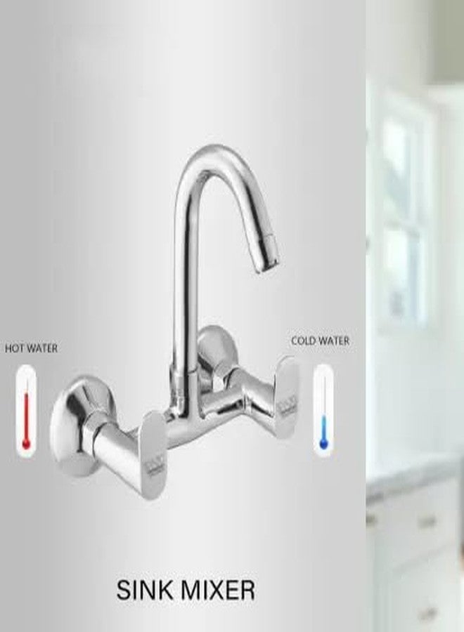 Spazio Opal Brass Heavy Hot & Cold Kitchen Sink Mixer Tap with 360 Degree Rotational Spout for Kitchen Sink (Wall Mount Installation Type) - Image 3