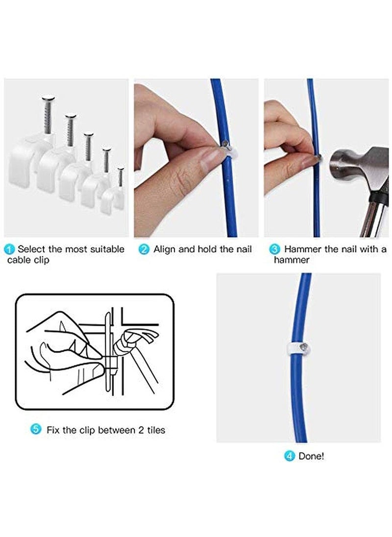 DIY Crafts DIY Crafts CTDIYHI54553 Mix 100pcspack 514mm RoundSquare Steel Nail Cable Clamp Supplies Wire Cable Clip Buckle Plastic Clips Ties  - Image 2