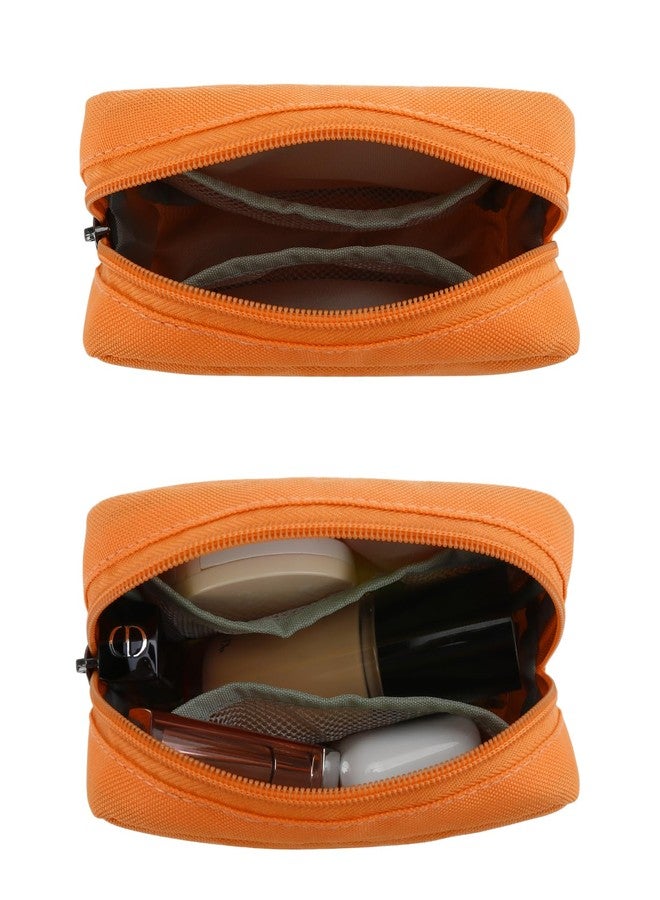 E-Tree Cute Small Pouch, Makeup Cosmetic Bag,Make up Bag for Purse,Toiletry Zipper Pouch,Tech Electronic Organizer Travel Case, Orange, 6" X 1.8" X 4" - Image 5