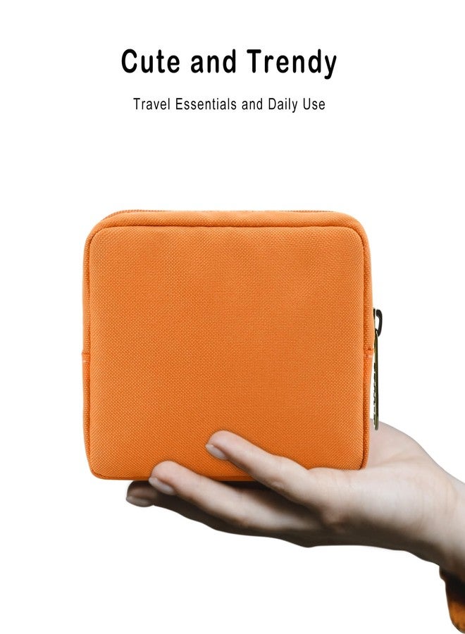 E-Tree Cute Small Pouch, Makeup Cosmetic Bag,Make up Bag for Purse,Toiletry Zipper Pouch,Tech Electronic Organizer Travel Case, Orange, 6" X 1.8" X 4" - Image 4
