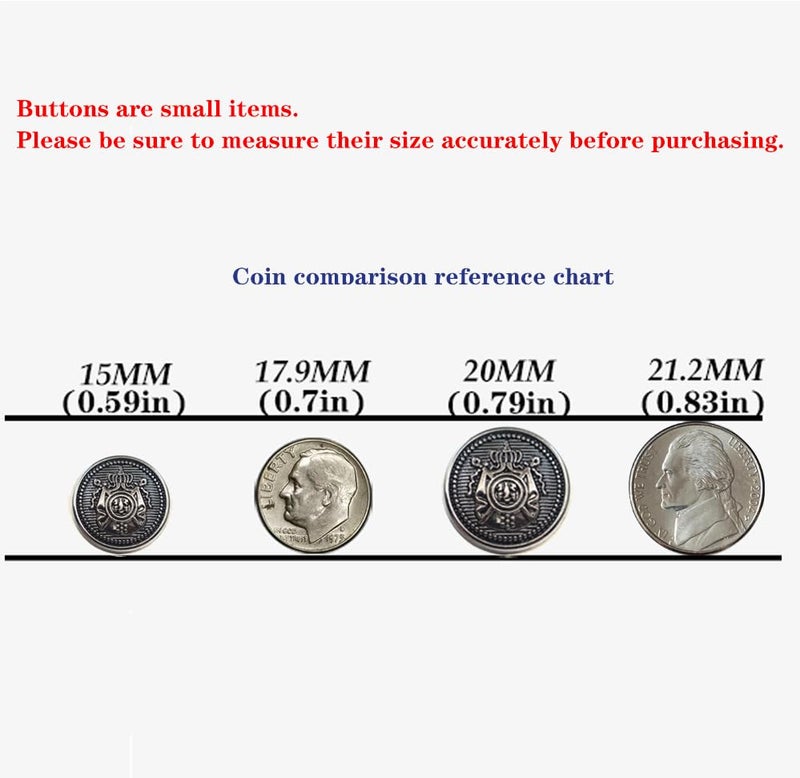 KENDANY 14 Piece Antiqued Black Silver Metal Blazer Button Set - Crown - for Blazer, Suits, Sport Coat, Uniform (Black #1, 15MM 20MM)(0.59in-0.79in) - Image 2