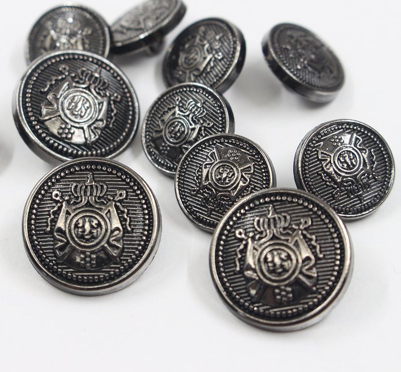 KENDANY 14 Piece Antiqued Black Silver Metal Blazer Button Set - Crown - for Blazer, Suits, Sport Coat, Uniform (Black #1, 15MM 20MM)(0.59in-0.79in) - Image 4