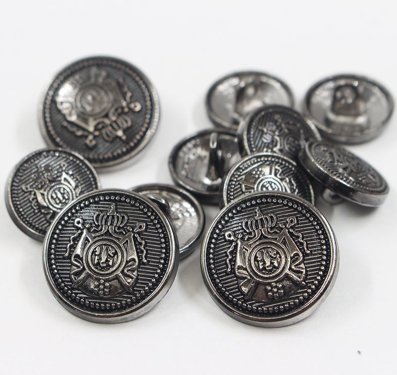 KENDANY 14 Piece Antiqued Black Silver Metal Blazer Button Set - Crown - for Blazer, Suits, Sport Coat, Uniform (Black #1, 15MM 20MM)(0.59in-0.79in) - Image 3