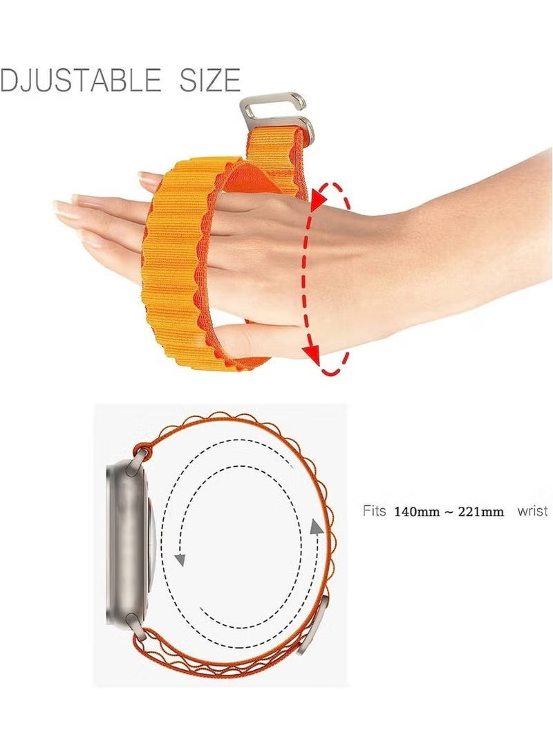 ELTRAZONE 4-Pack Alpine Loop Bands for Apple Watch 49mm 45mm 44mm – Durable Nylon Woven Sport Straps Compatible with Apple Watch Ultra, Series 8, 7, SE, 6, 5, 4, 3, 2 – Adjustable Breathable Replacement Bands – White, Green, Orange, Black - Image 3